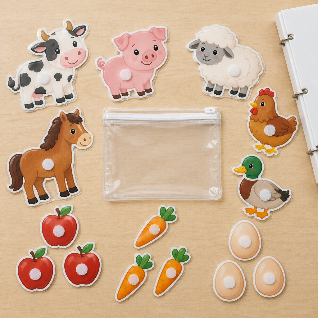 Farm animal pieces with velcro dots