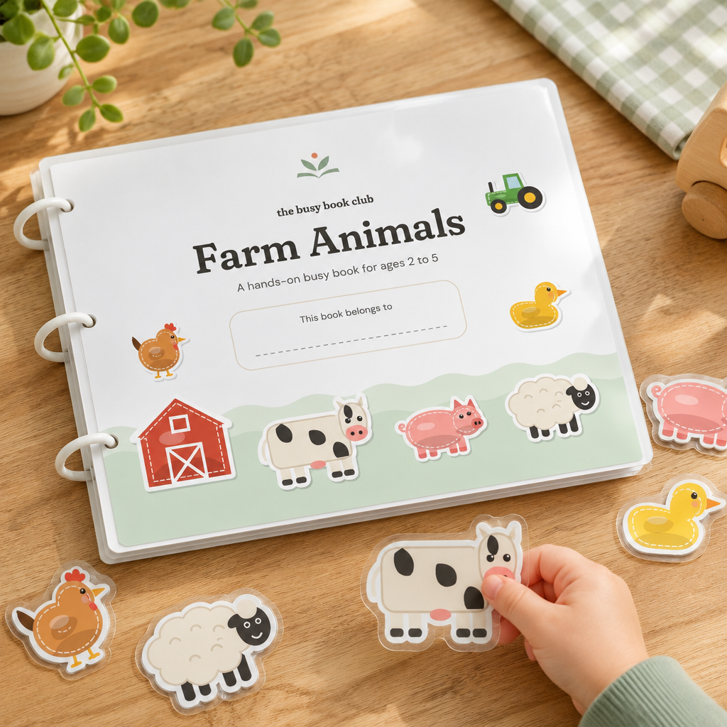 Farm Animals Busy Book printed and in use