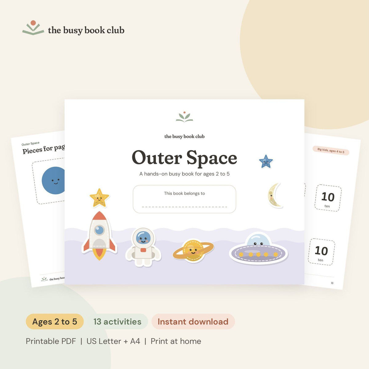 Outer Space Busy Book cover and pages