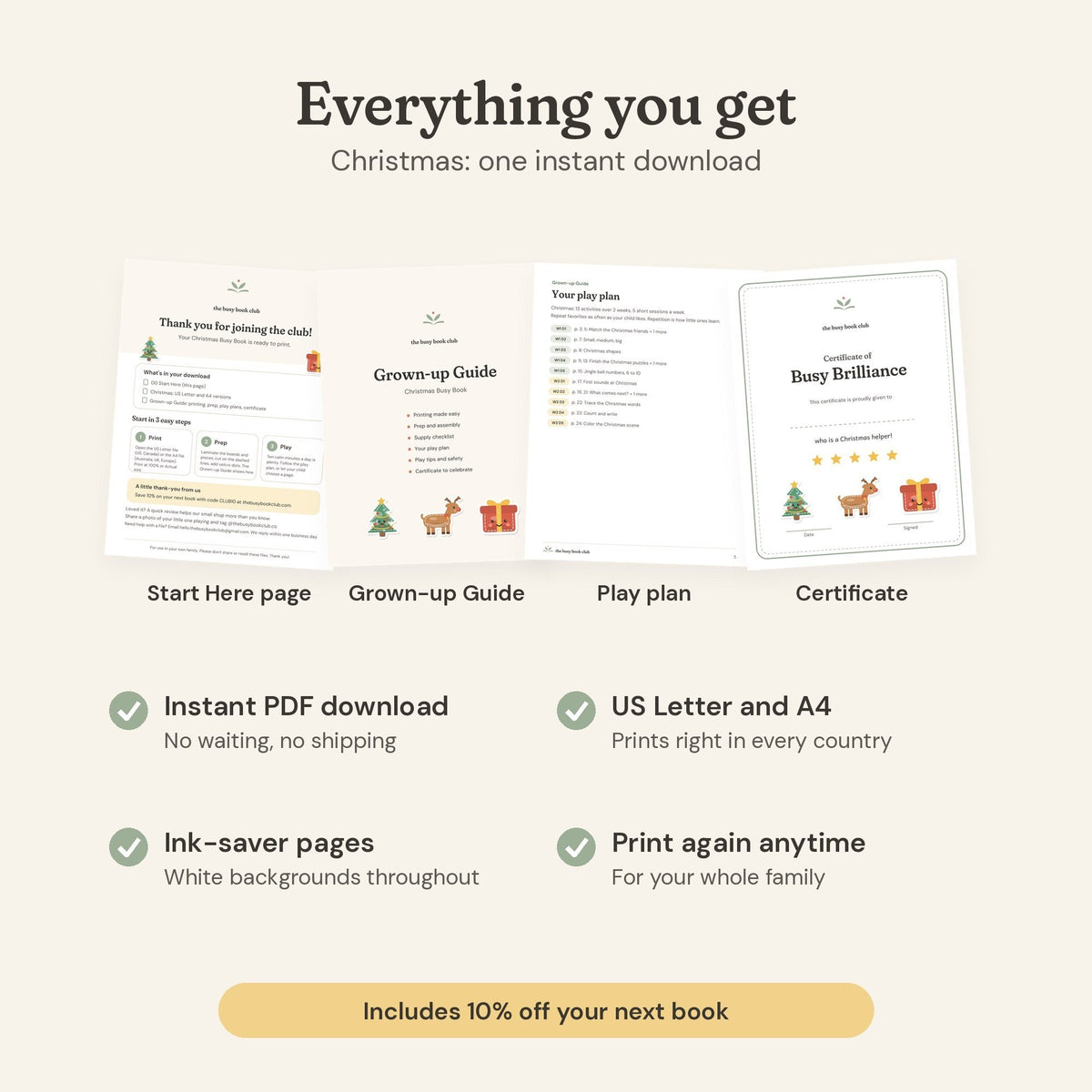 Everything you get with the Christmas Busy Book