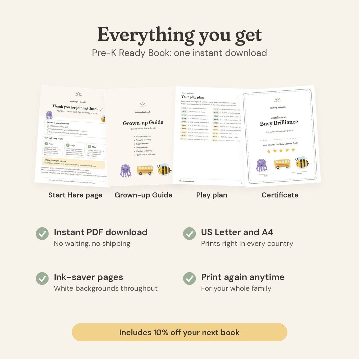 Everything you get with the Pre-K Ready Book