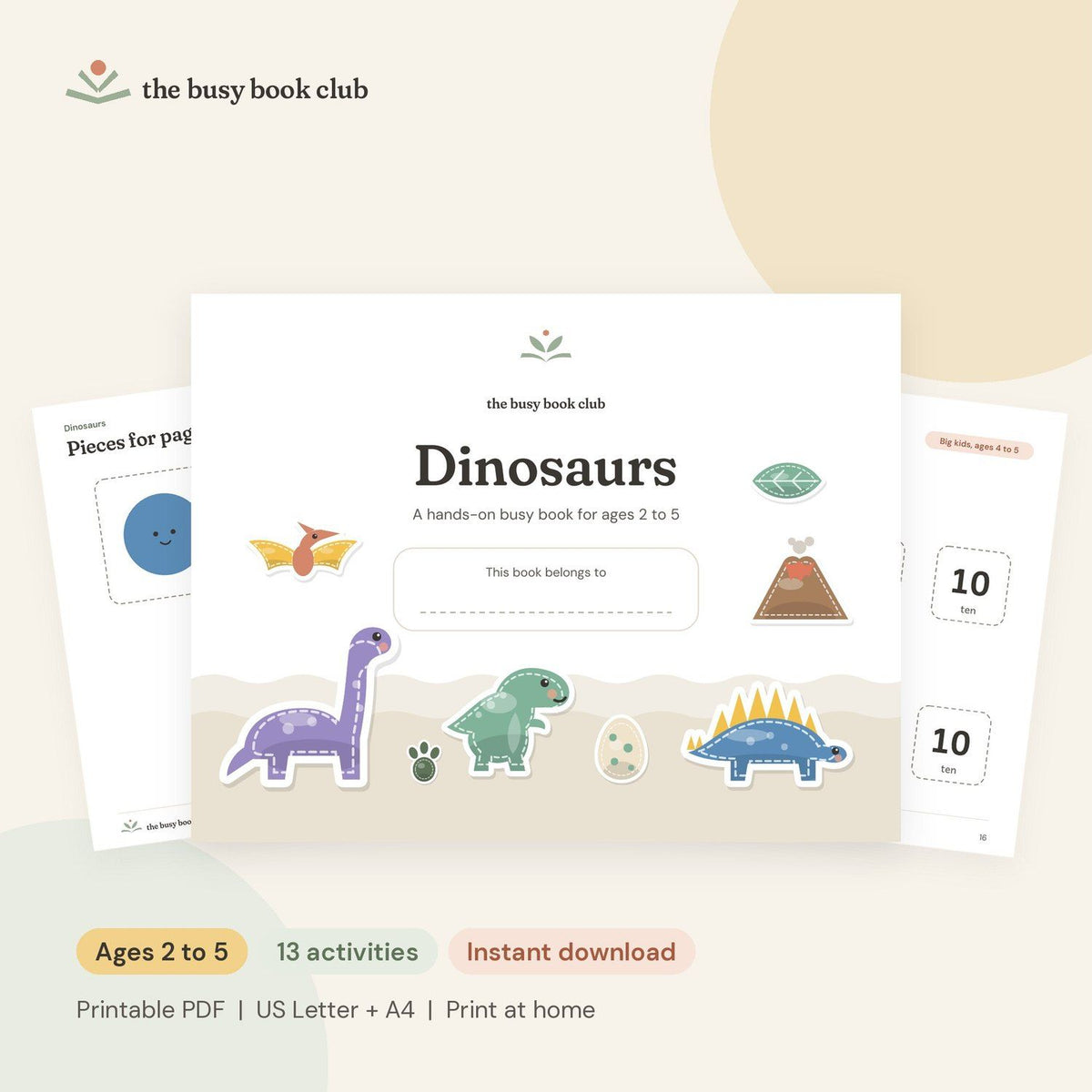 Dinosaurs Busy Book cover and pages