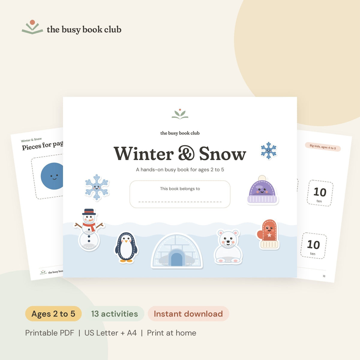 Winter & Snow Busy Book cover and pages