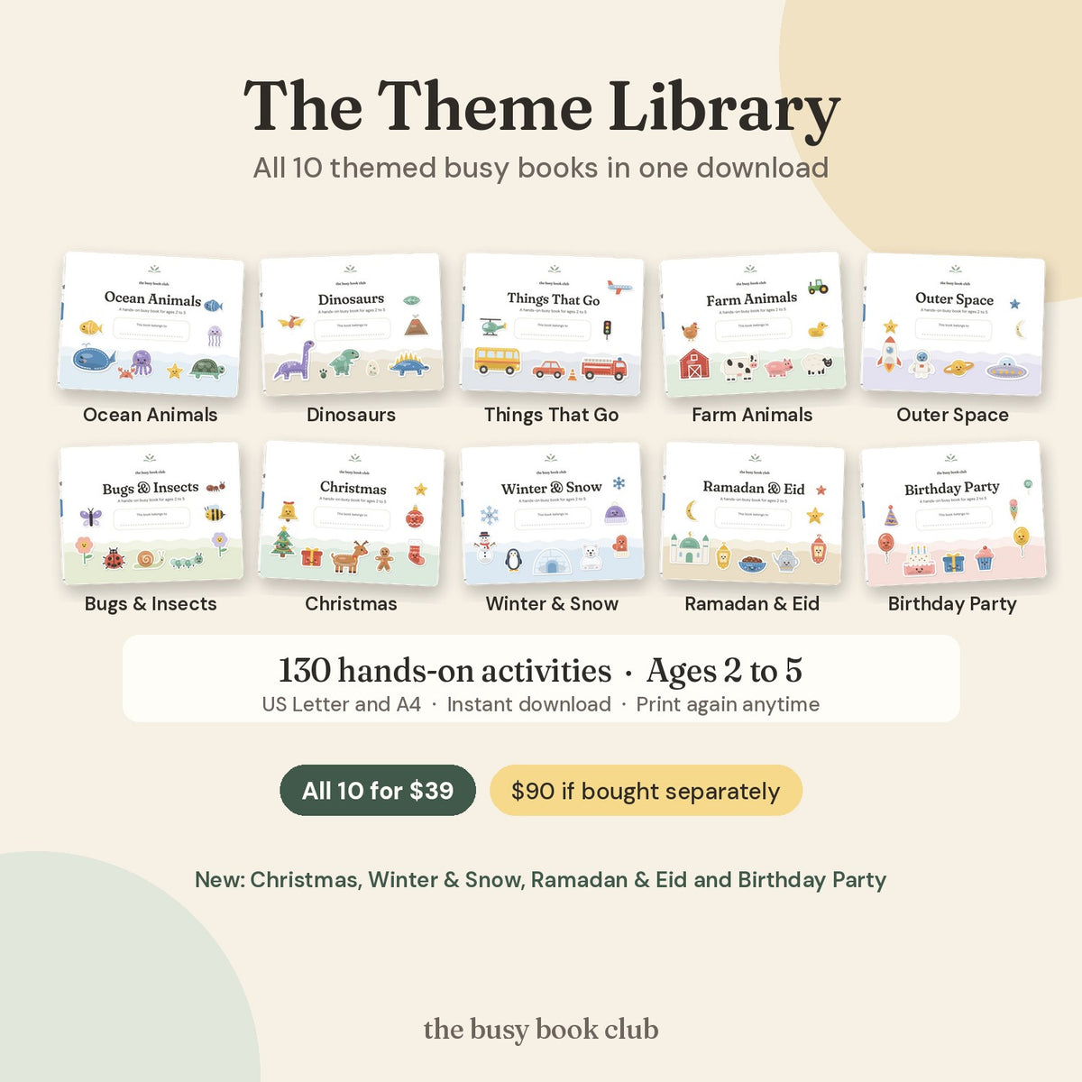The Theme Library: all 10 themed busy books in one download