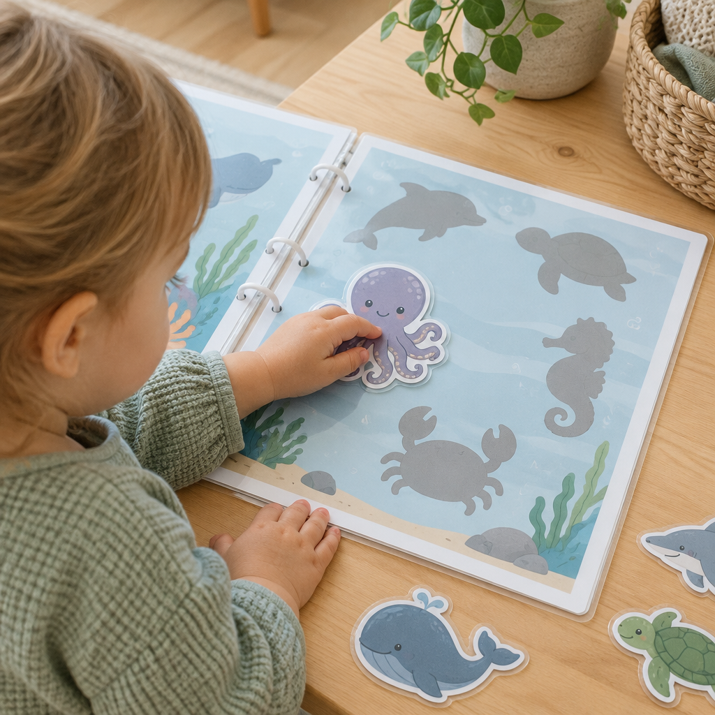 Toddler matching an octopus piece