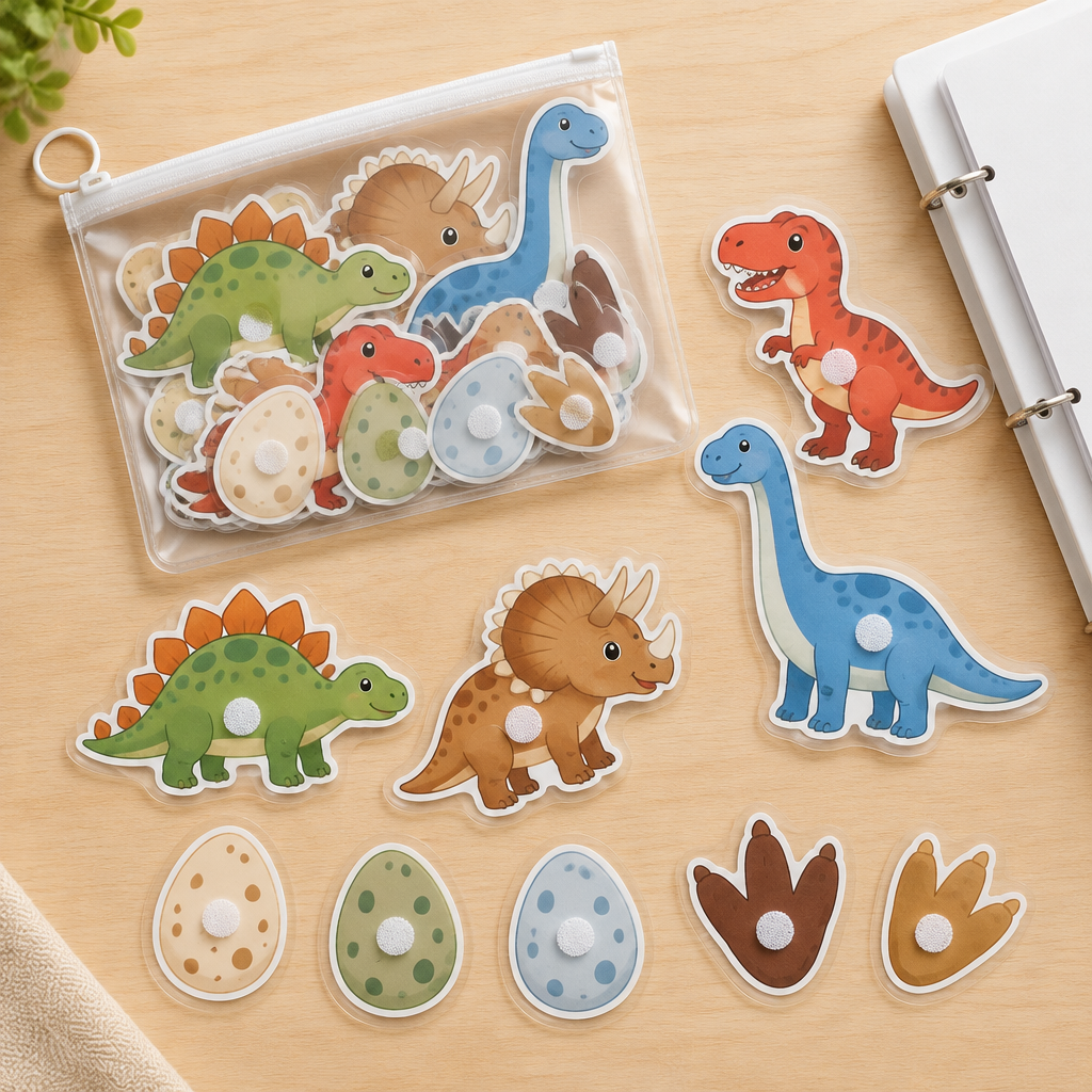 Dinosaur pieces with velcro dots