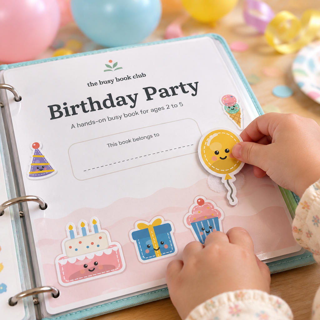 Toddler matching a balloon piece