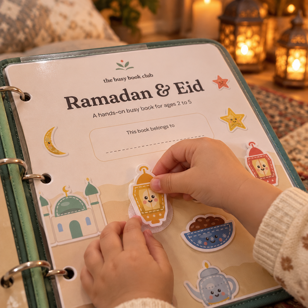 Toddler matching a lantern piece