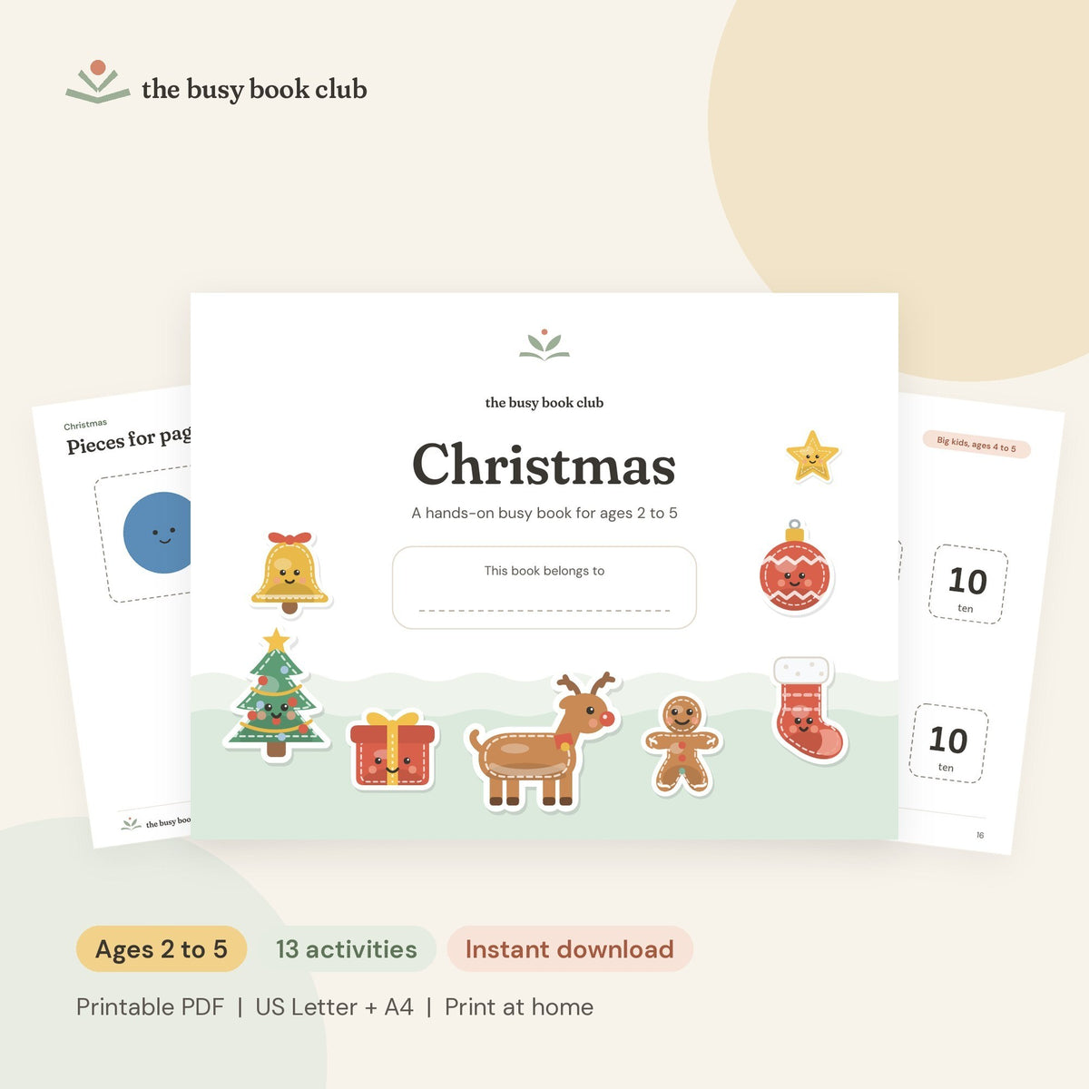 Christmas Busy Book cover and pages