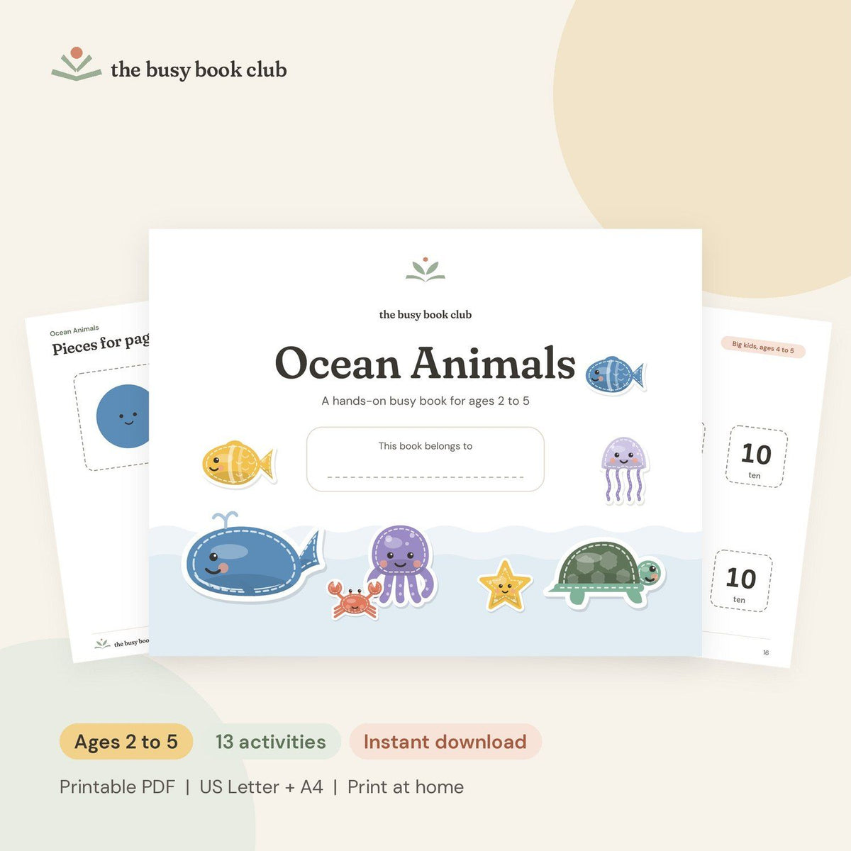 Ocean Animals Busy Book cover and pages