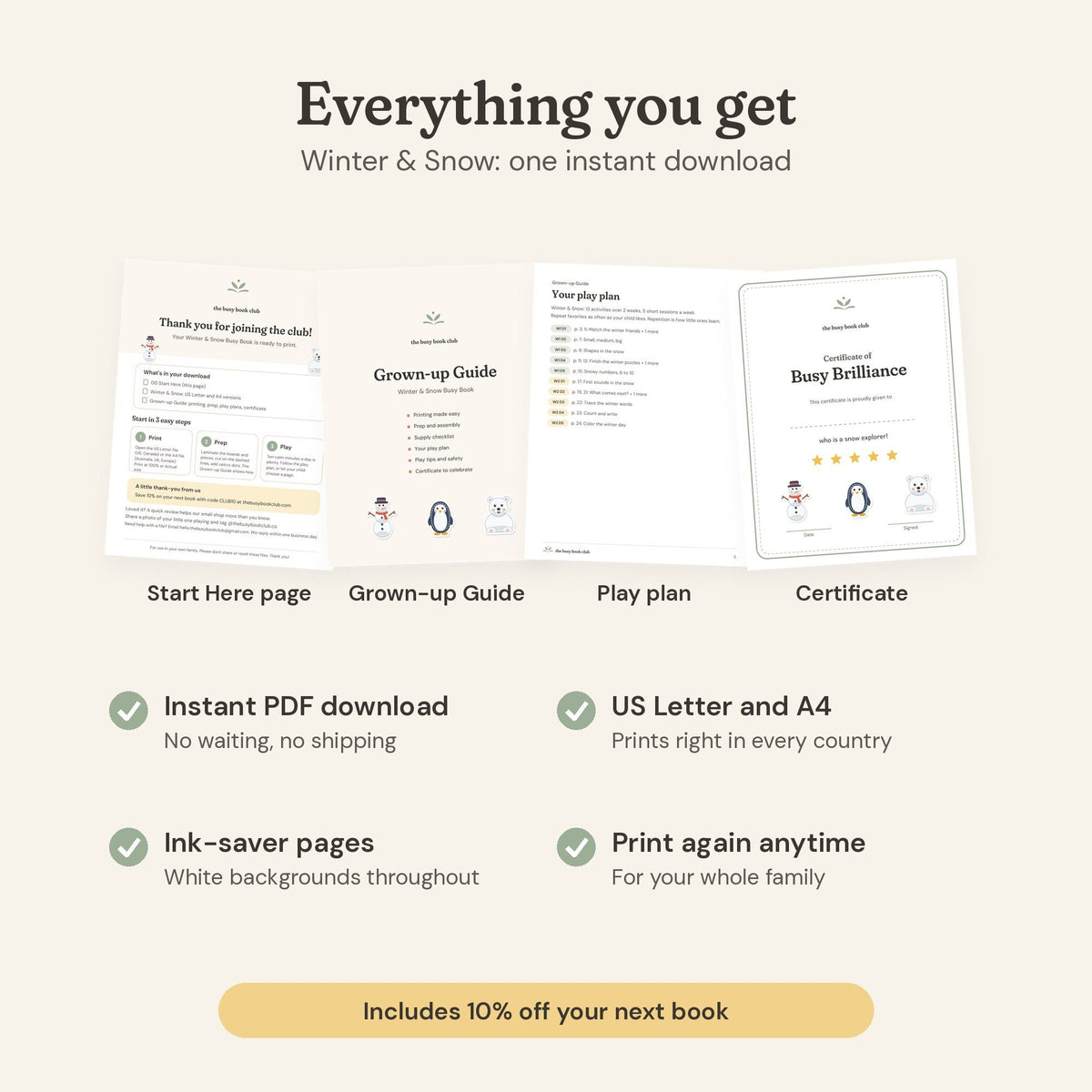 Everything you get with the Winter & Snow Busy Book