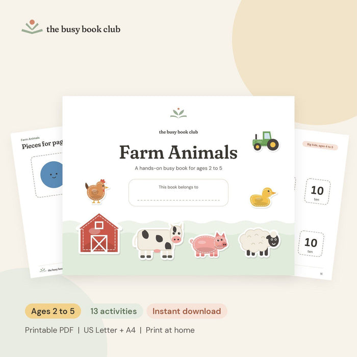 Farm Animals Busy Book: Printable Activities for Ages 2 to 5
